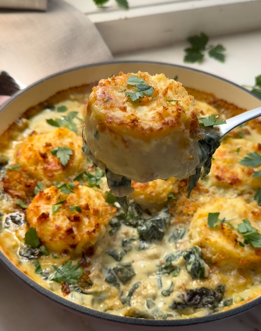 Creamed Spinach Potato Gratin
