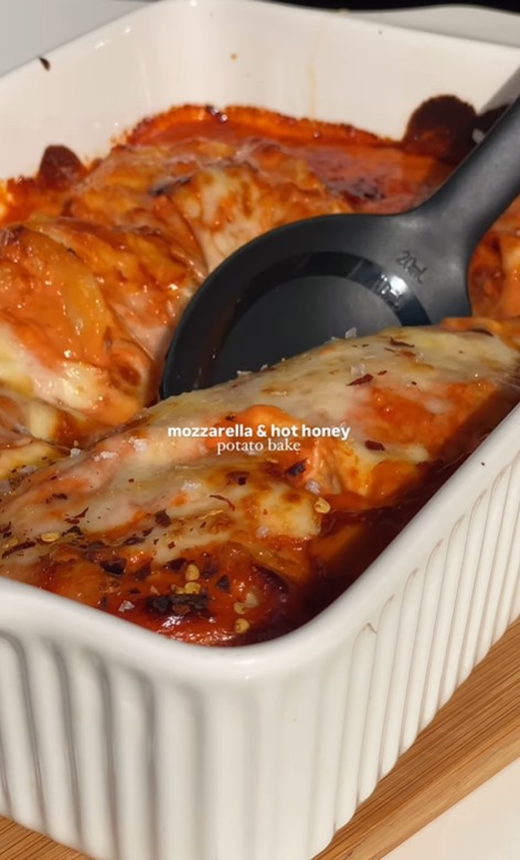 Mozzarella Hot Honey Potato Gratin Bake